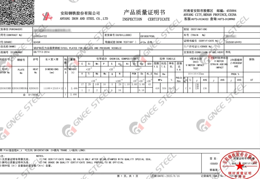 Q345R MTC Q345R MTC